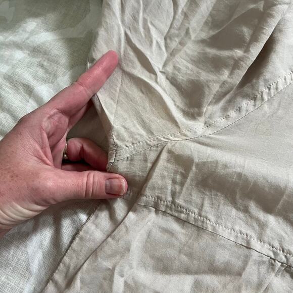 Da-Nang beige bell sleeve cotton button blouse women’s large - Picture 6 of 9